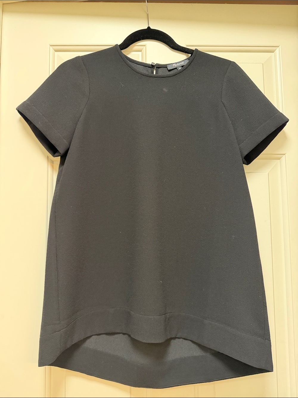 Madewell Simple Textured Black Short Sleeve Top xs